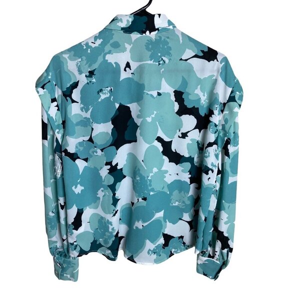 Worthington NWT $44 Jade Floral Blouse with Tie Professional Career Women's XS - Picture 6 of 7